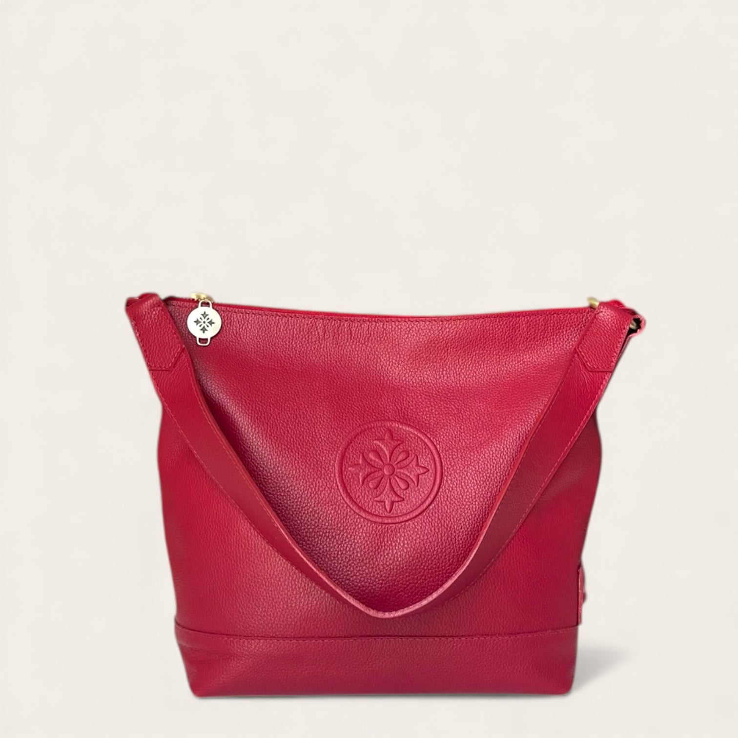 Cartera de hombro SOPHIA de cuero natural rojo, vista frontal
