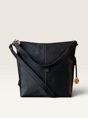 ZIPP · Cartera de hombro de cuero natural con cierre