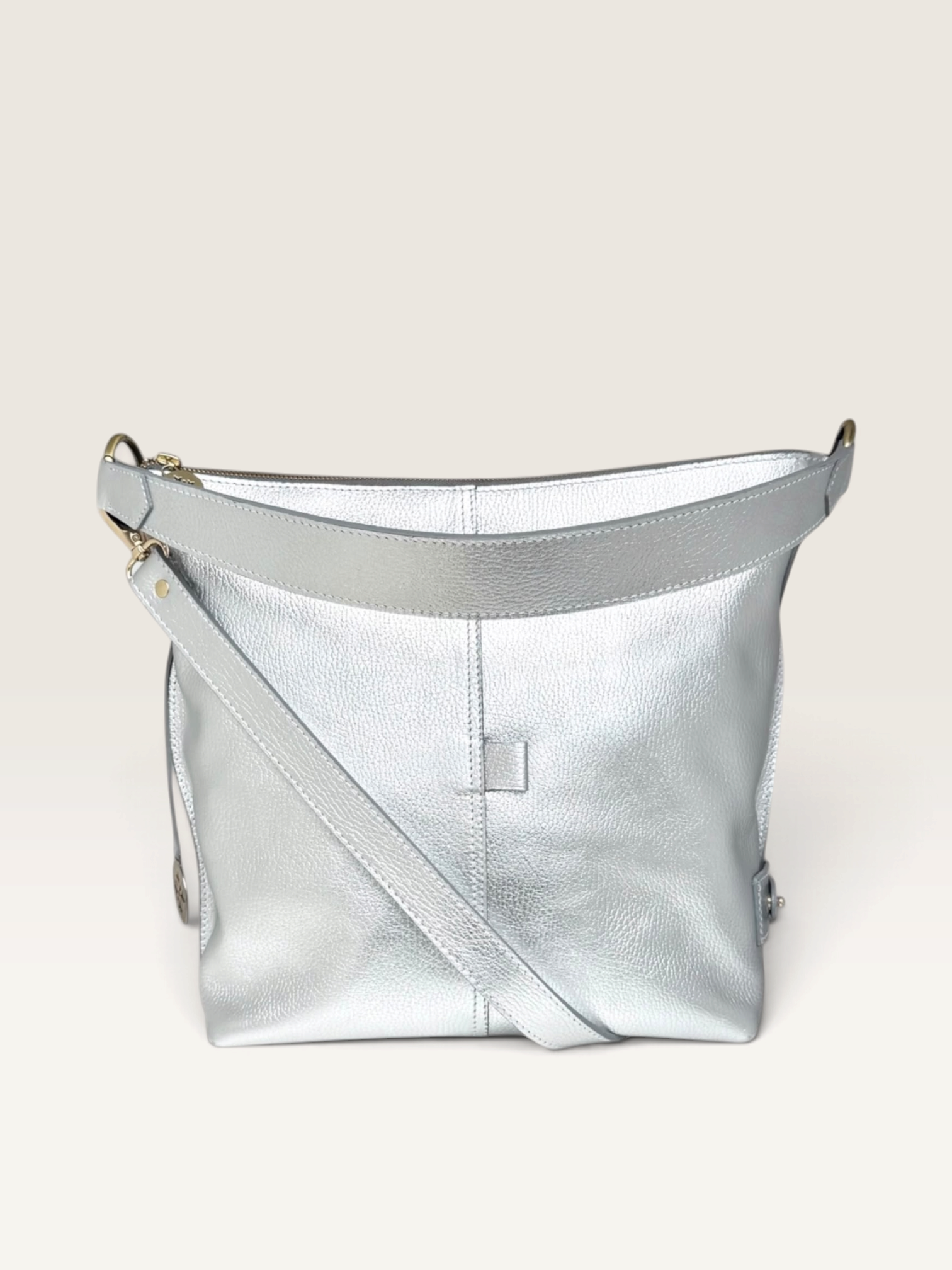 ZIPP · Cartera de hombro de cuero natural con cierre