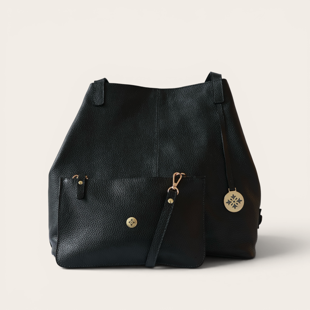 Cartera MAXX de cuero natural color negro