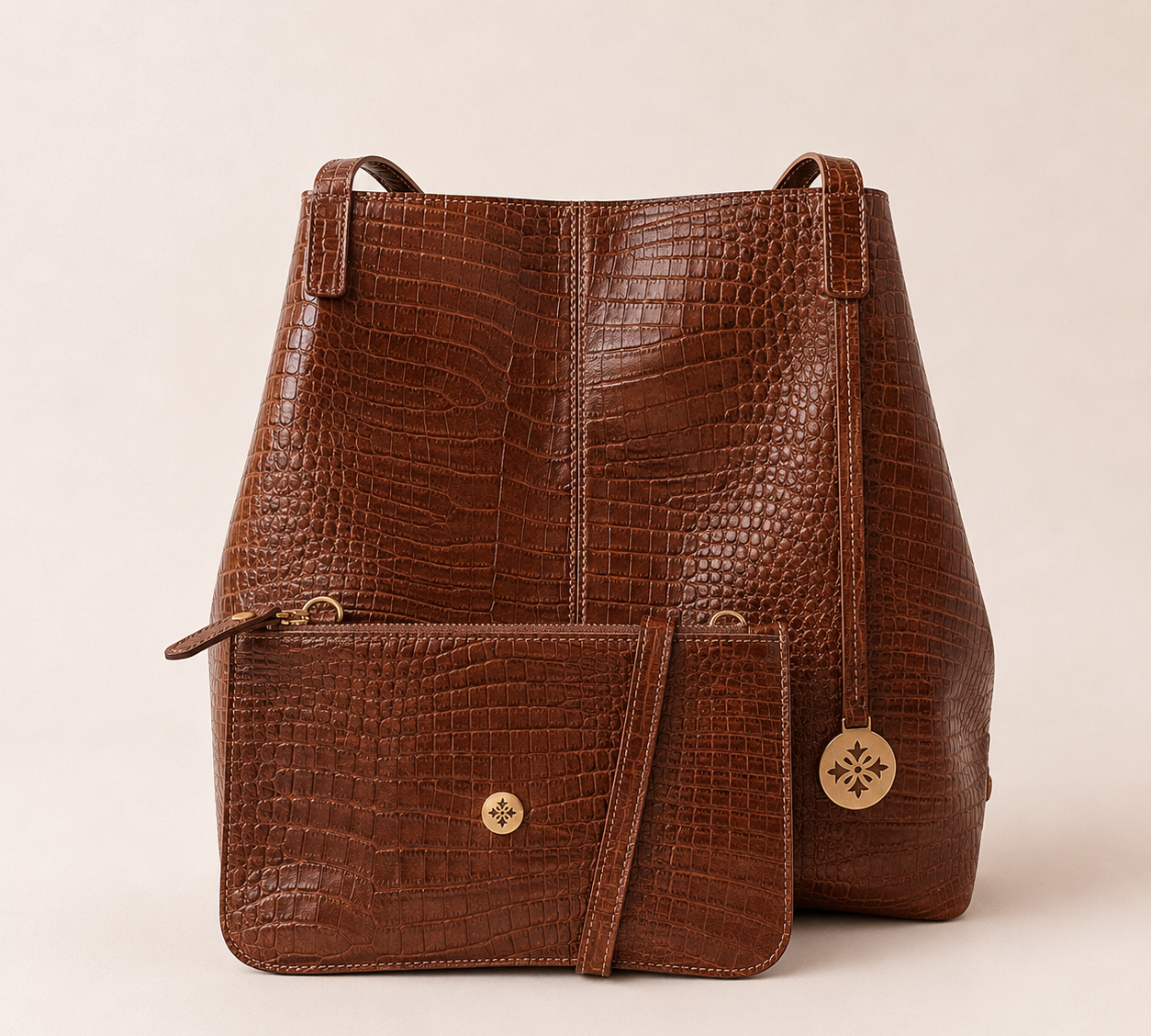 MAXX LUXX — Cartera Grande de Cuero Croco