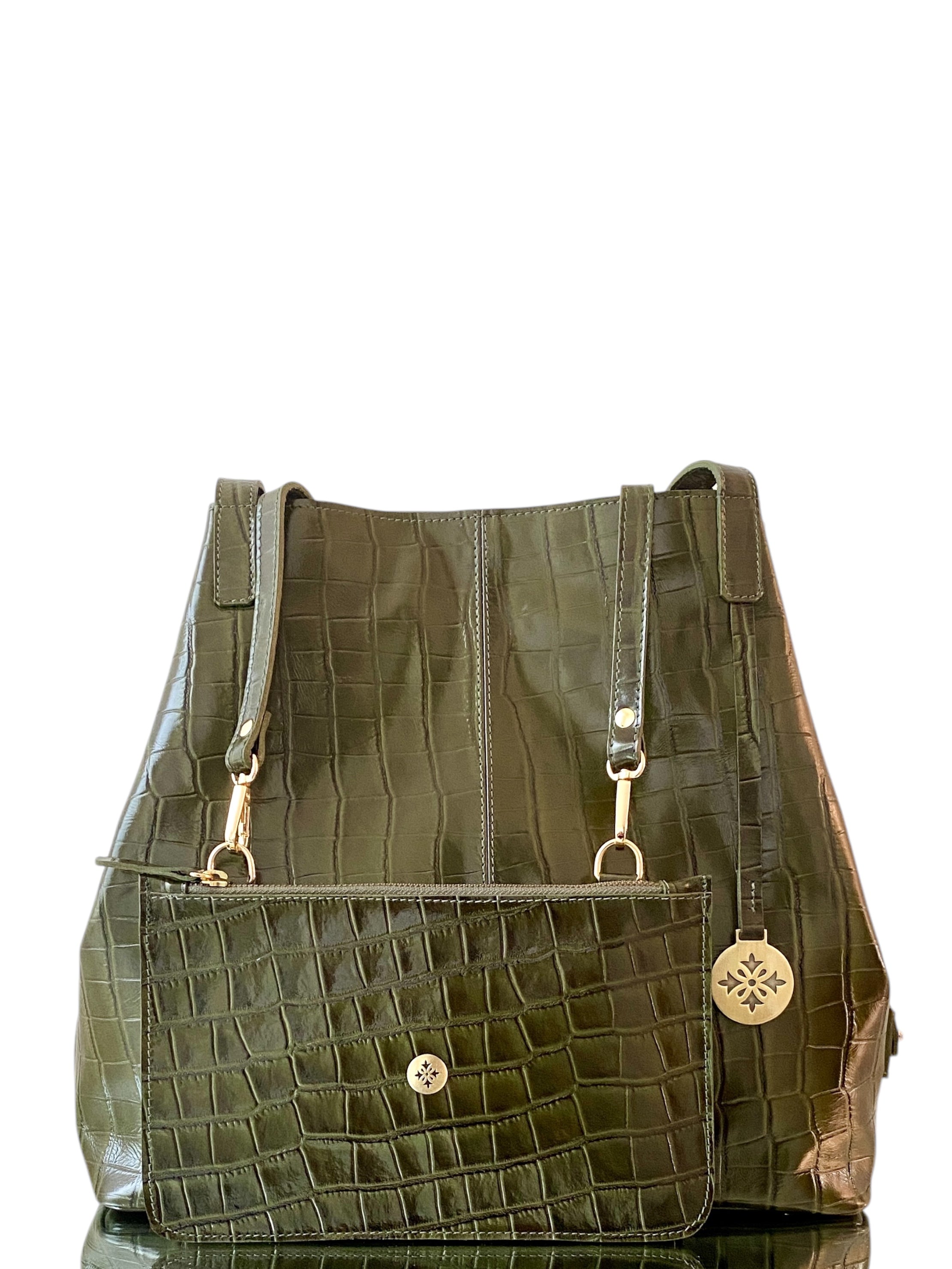 Maxx Cartera GOLD Croco Navy