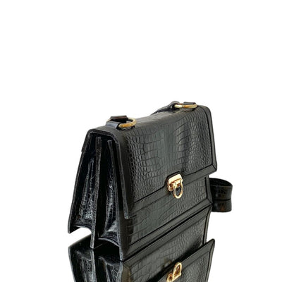 Emma Cartera Croco Negra