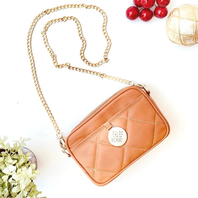 Mix Cloee Bandolera Cartera Toffee + Cadena Larga
