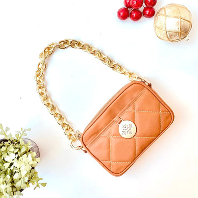 Mix Cloee Bandolera Cartera Toffee + Cadena Petit